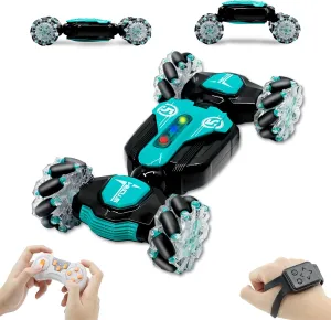 Gesture RC Car, 2.4GHz 4WD Gesture Sensing RC Stunt Car Toys,Double Sided 360° Rolling Rotating Rotation for 3 4 5 6 7 8-12 Year Old Boy Girls Toys（Blue）