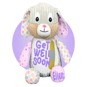 Get Well Soon Gift for Women - Personalized 17" Bunny Stuffed Animal - Choose Your Color - Feel Better Gifts for Kids - Get Well Soon Care Package - Child Injuries Gift Basket by Kikilishop