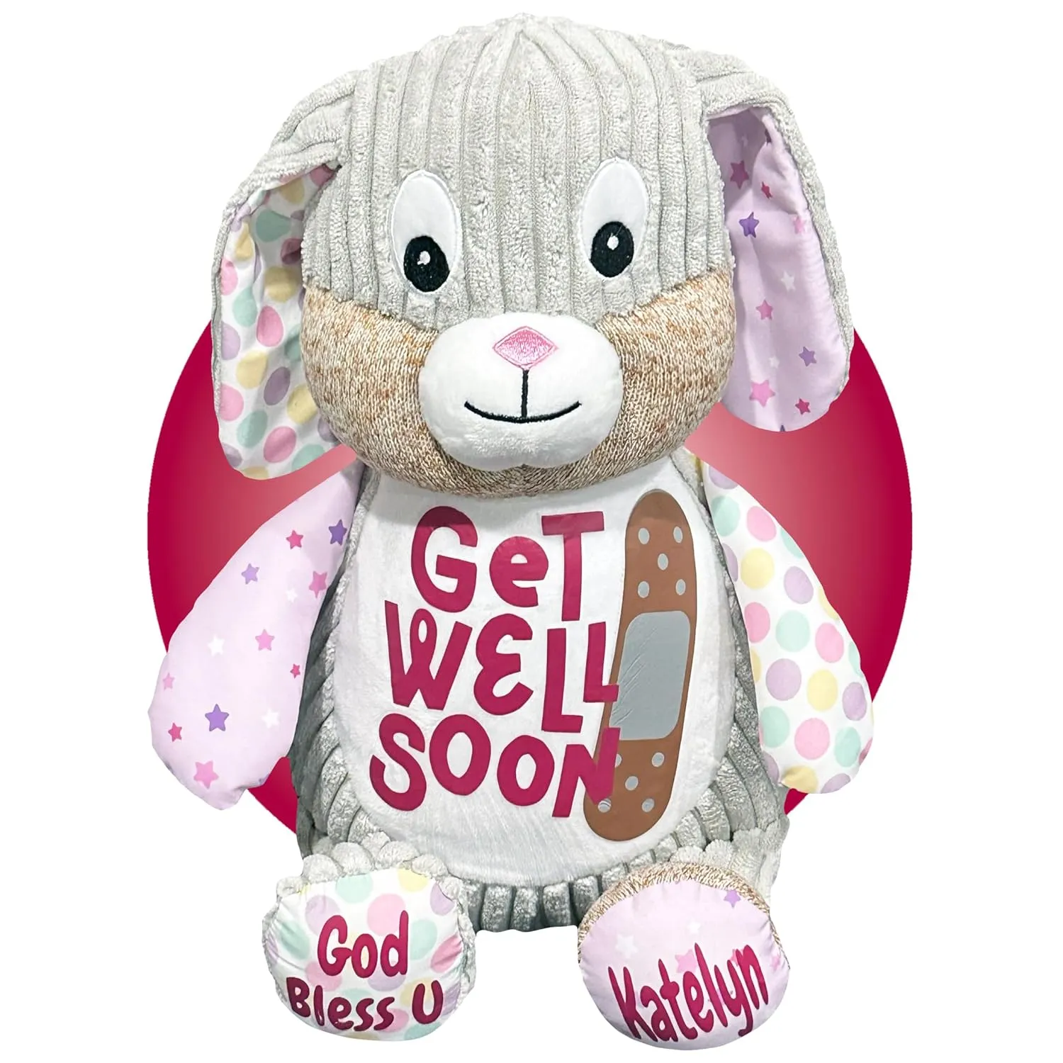 Get Well Soon Stuffed Bunny - Personalized - 17" Get Well Soon Stuffed Bunny Rabbit - Get Well Soon Care Package - Surgery Get Well Stuffed Animal - Your Choice of Color (Violet Bunny)