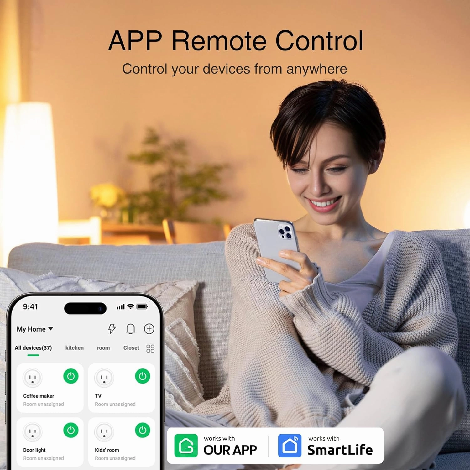 GHome Smart Plug,WiFi Smart Plugs Compatible with Alexa and Google Home,Smart WiFi Outlet with Remote Control and Timer Function,2.4GHz Wi-Fi Only,No Hub Required, ETL FCC Listed,White(2 Pack)