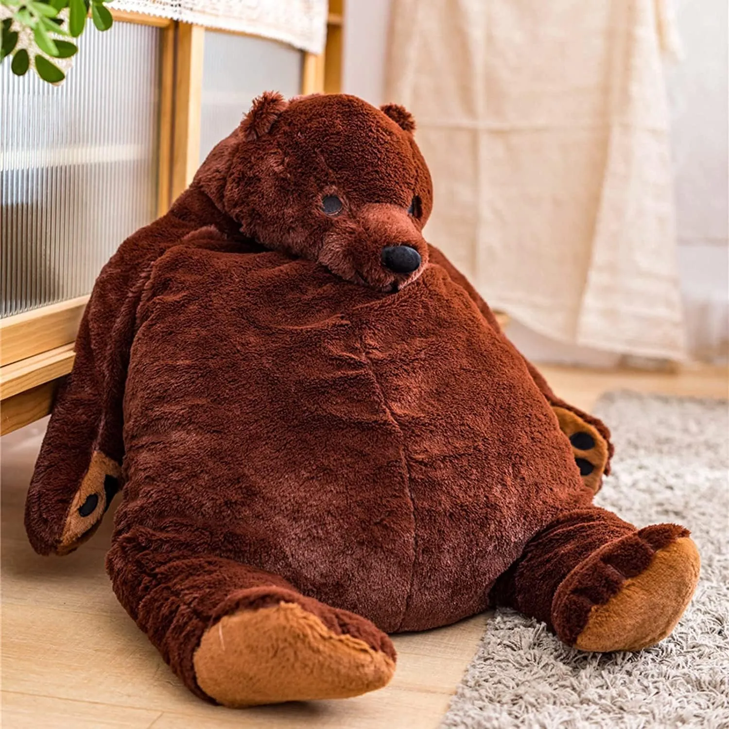 Giant Brown Bear Plush, 60cm Soft Stuffed Animal for Kids