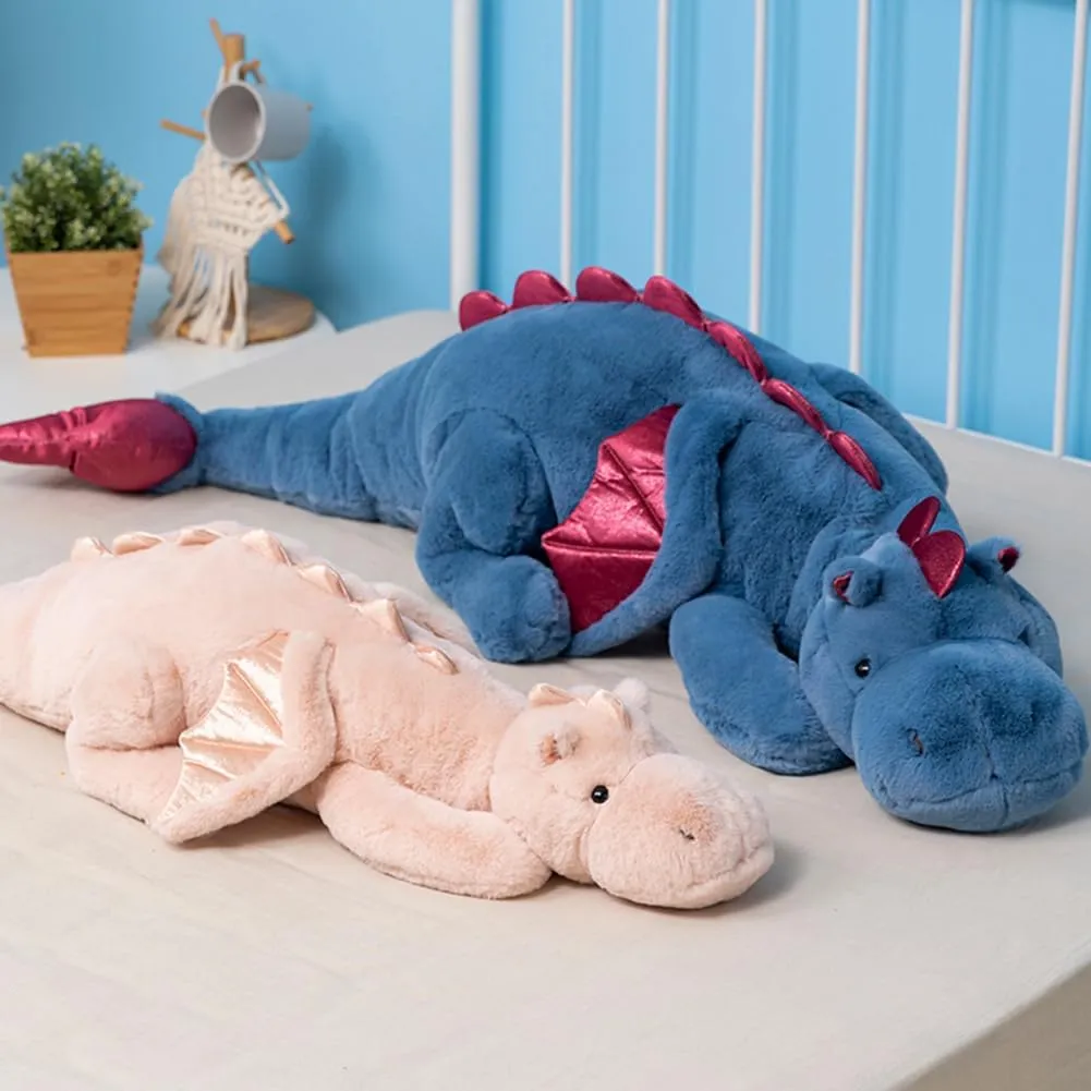 Giant Weighted Stuffed Animal 51.2" 7Lbs, Soft Dragon Plush Toy, Blue Stuffed Dragon Pillowfort for Kids and Adults(2025 Version Updated)