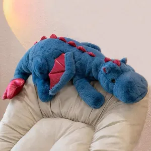 Giant Weighted Stuffed Animal 51.2" 7Lbs, Soft Dragon Plush Toy, Blue Stuffed Dragon Pillowfort for Kids and Adults(2025 Version Updated)