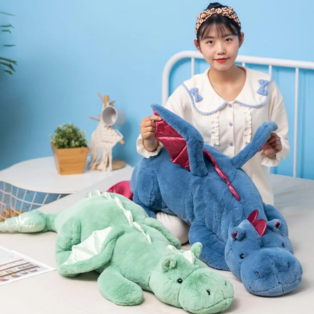 Giant Weighted Stuffed Animal 51.2" 7Lbs, Soft Dragon Plush Toy, Blue Stuffed Dragon Pillowfort for Kids and Adults(2025 Version Updated)