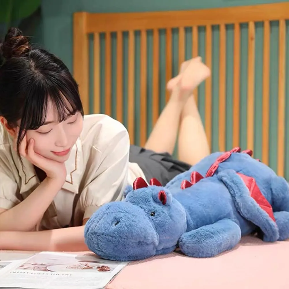Giant Weighted Stuffed Animal 51.2" 7Lbs, Soft Dragon Plush Toy, Blue Stuffed Dragon Pillowfort for Kids and Adults(2025 Version Updated)