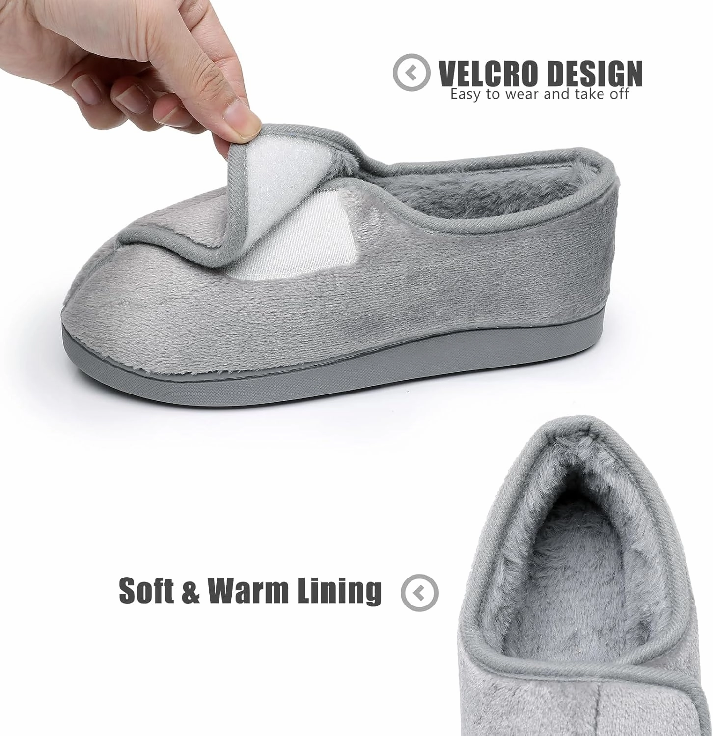 Git-up Women Soft wide Slippers Memory Foam Closed Toed Diabetic Arthritis Edema House Slippers