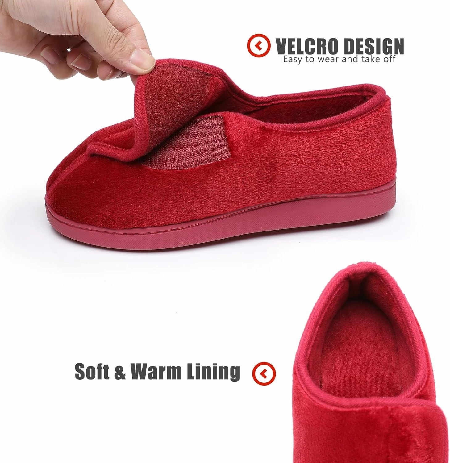Git-up Women Soft wide Slippers Memory Foam Closed Toed Diabetic Arthritis Edema House Slippers