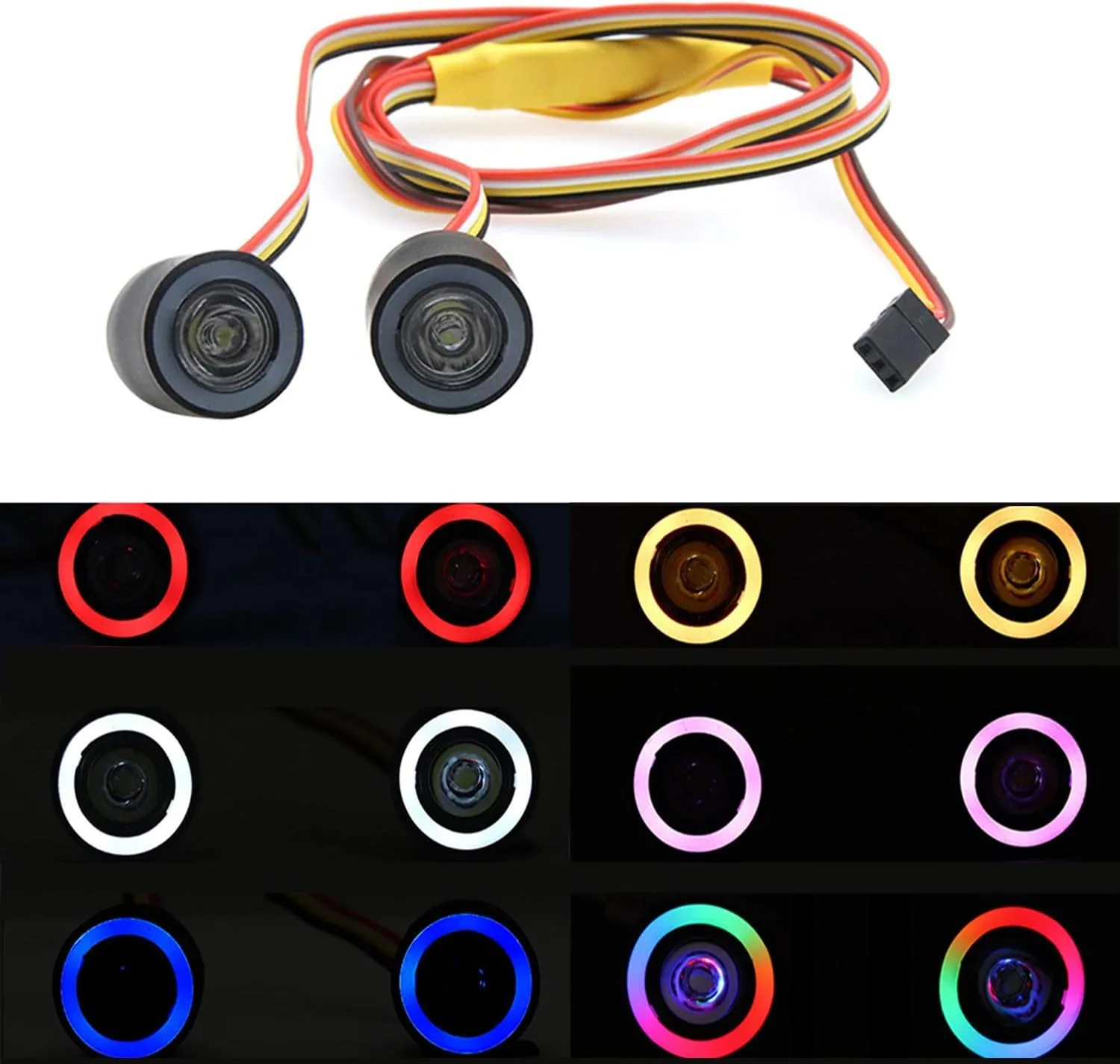GLOBACT OGRC RC LED Light Kit Headlights Angel Eyes with 12 Modes for Traxxas TRX-4 Axial SCX10 RC4WD 1/10 RC Rock Crawler Car Accessories