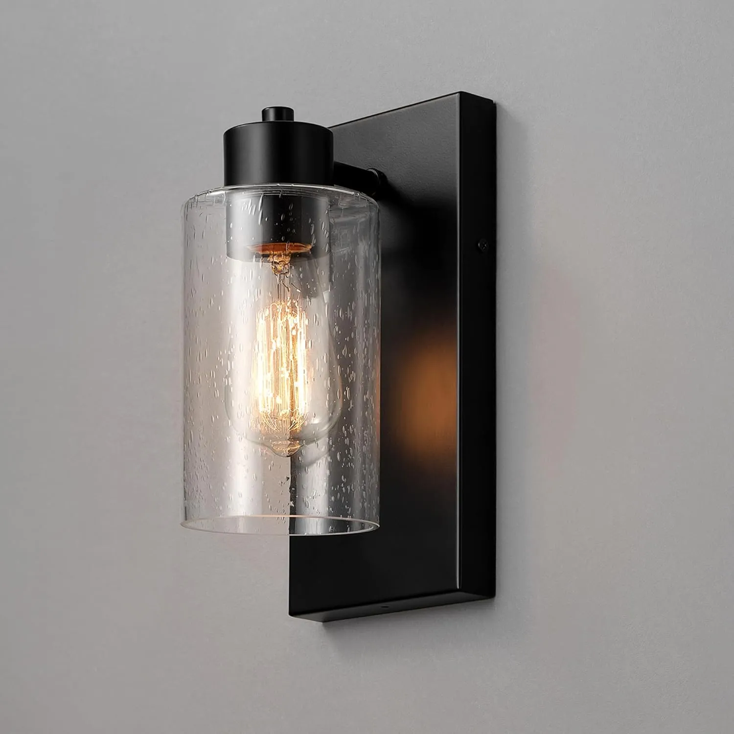 GLOBE Electric 60000129 1-Light Outdoor Wall Sconce, Dark Bronze, Clear Seeded Glass
