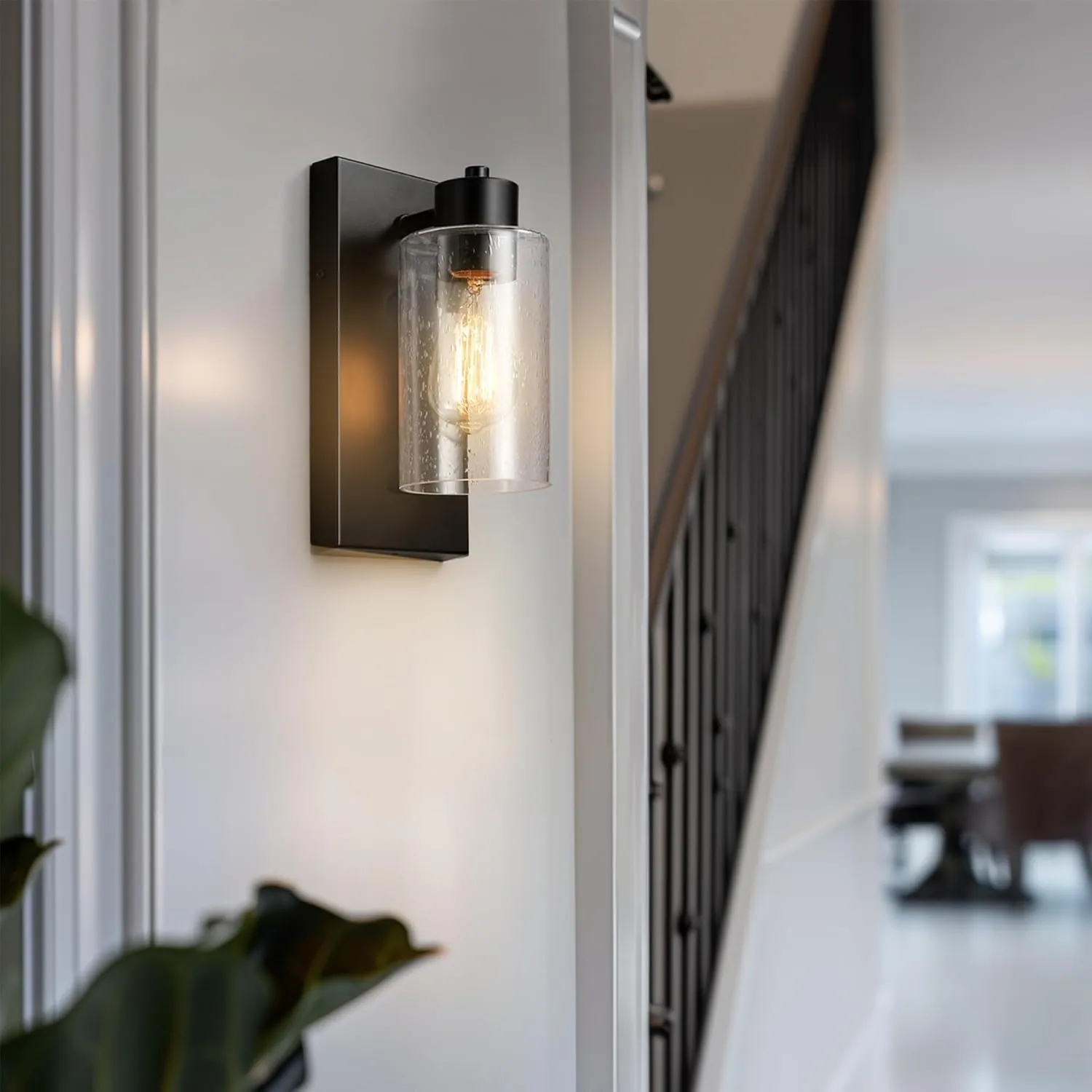 GLOBE Electric 60000129 1-Light Outdoor Wall Sconce, Dark Bronze, Clear Seeded Glass