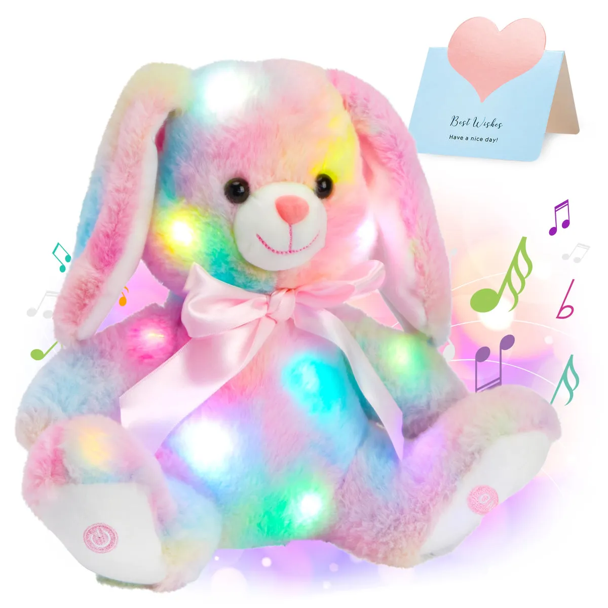 Glowing Rainbow Bunny Plush Toy