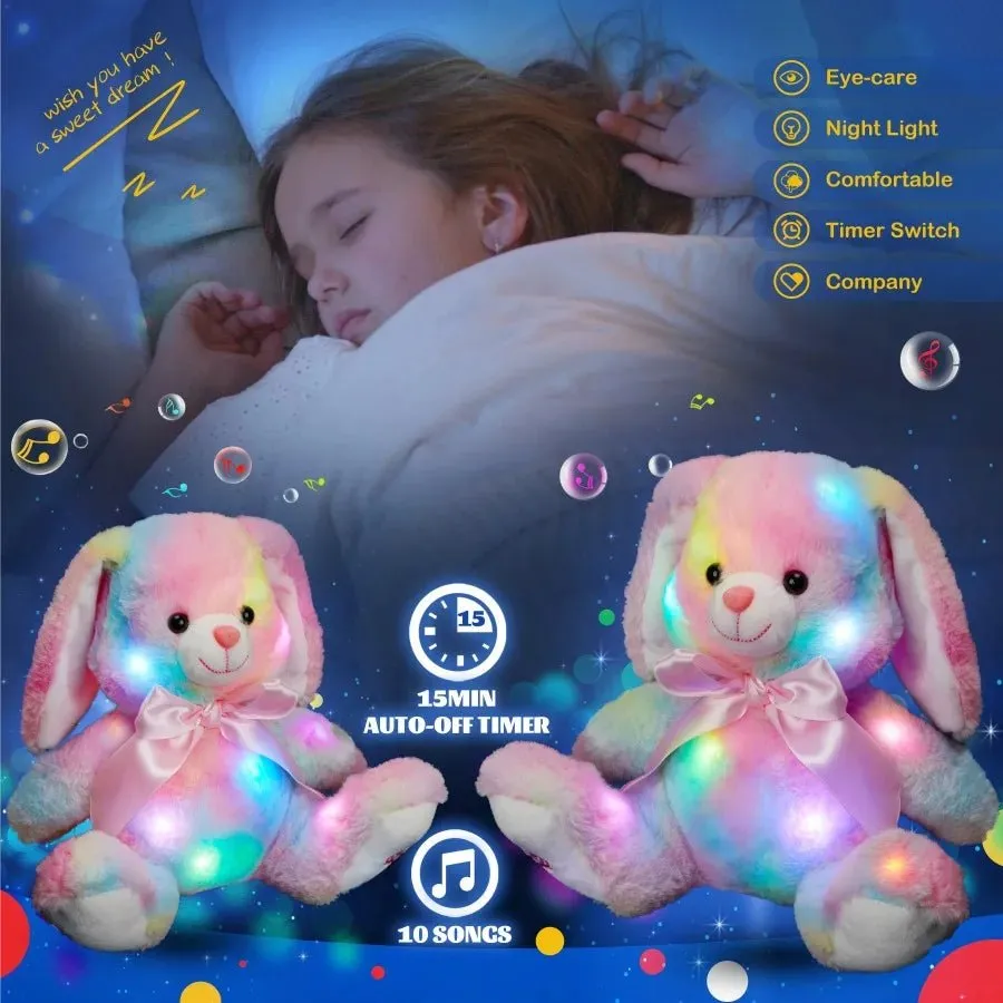 Glowing Rainbow Bunny Plush Toy
