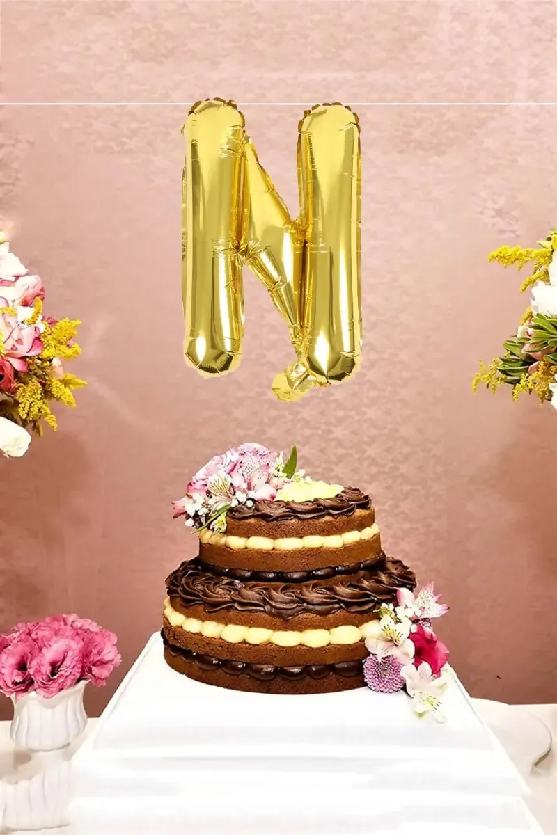 Golden Alphapet Foil Balloons for Party- Letter " N " (16 Inches)