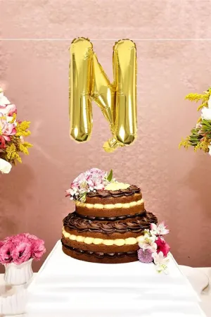 Golden Alphapet Foil Balloons for Party- Letter " N " (16 Inches)