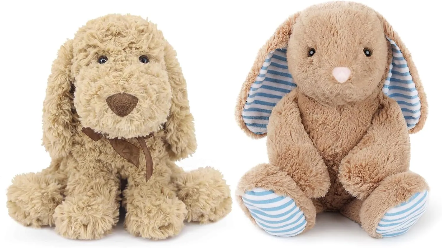 Goldendoodle Stuffed Dog and Stuffed Bunny Plush Toys