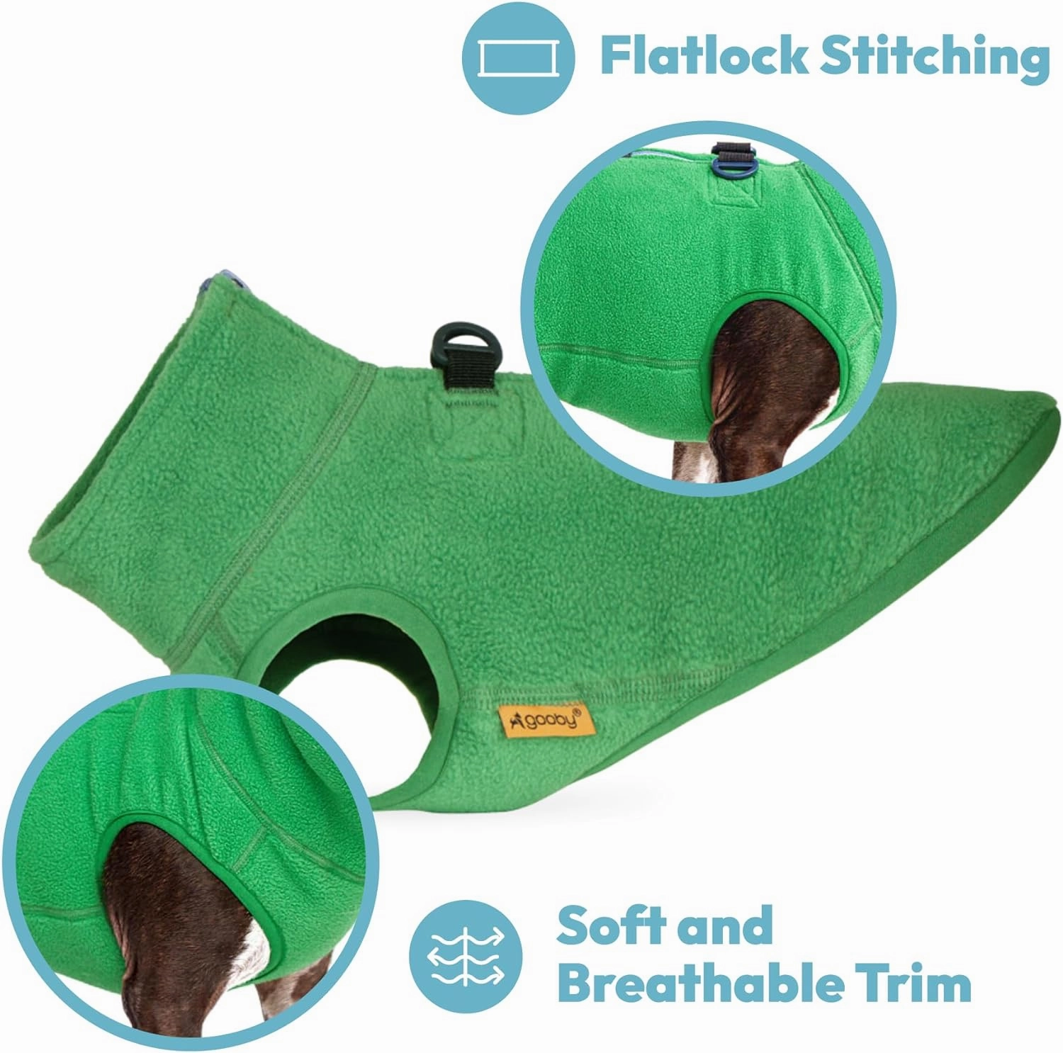 Gooby Half Zip Up Fleece Vest - Soft, Warm Pullover Dog Jacket with Dual D Ring Leash - Winter Small & Medium Dog Sweater - Blue, Large