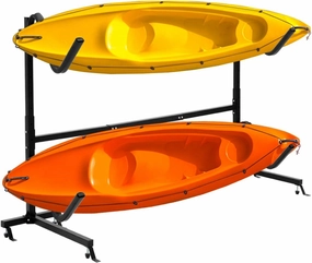 Goplus Kayak Storage Rack, Garage Kayak Hanger for 2 Kayaks, Canoe, SUP &Paddle Board, Heavy Duty Kayak Holder Strand with Height Adjustable Rack, 175 LBS MAX Load, Kayak Racks for Outdoor Storage