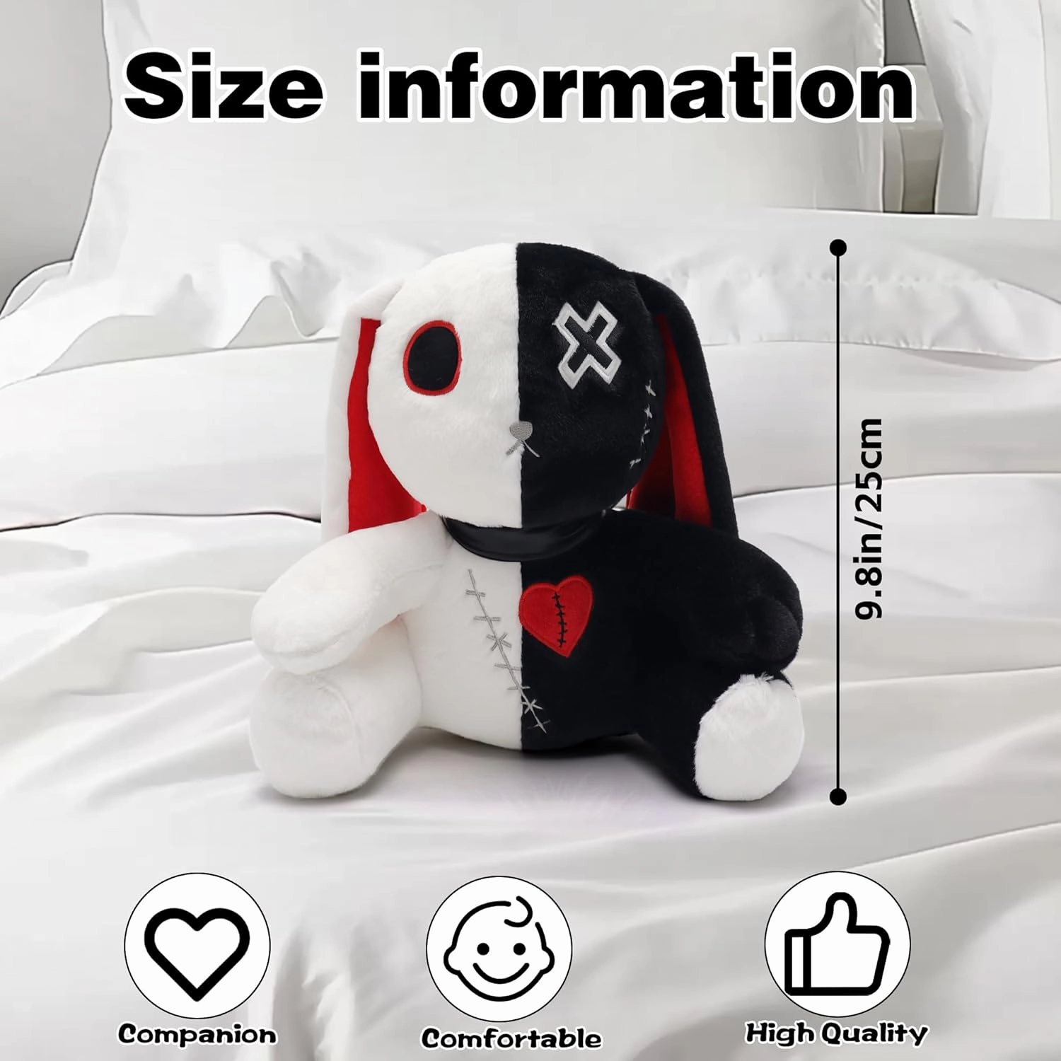 Goth Bunny Plush Rabbit Stuffed Animal Horror Plushies Easter Stuffed Animal Creepy Spooky Bunny Crazy Rabbit Plushie Toy