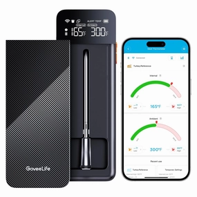 GoveeLife Digital Meat Thermometer Wireless with WiFi Bluetooth, Food Thermometer for Cooking, Long Range Probe Monitoring, Rechargeable Base, APP Alerts Recipes for BBQ, Oven, Grill, Smoker