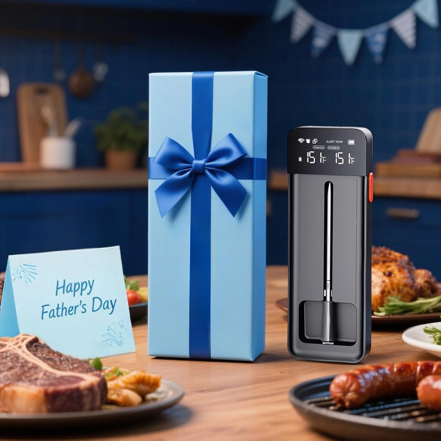 GoveeLife Digital Meat Thermometer Wireless with WiFi Bluetooth, Food Thermometer for Cooking, Long Range Probe Monitoring, Rechargeable Base, APP Alerts Recipes for BBQ, Oven, Grill, Smoker