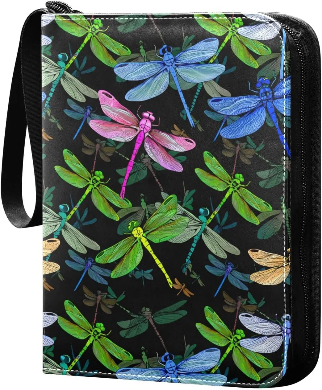 Graffiti Colorful Dragonflies Card Holder, Card Holder Album with 400 Card Slots in 50 Pages for Display, Storage, Portability