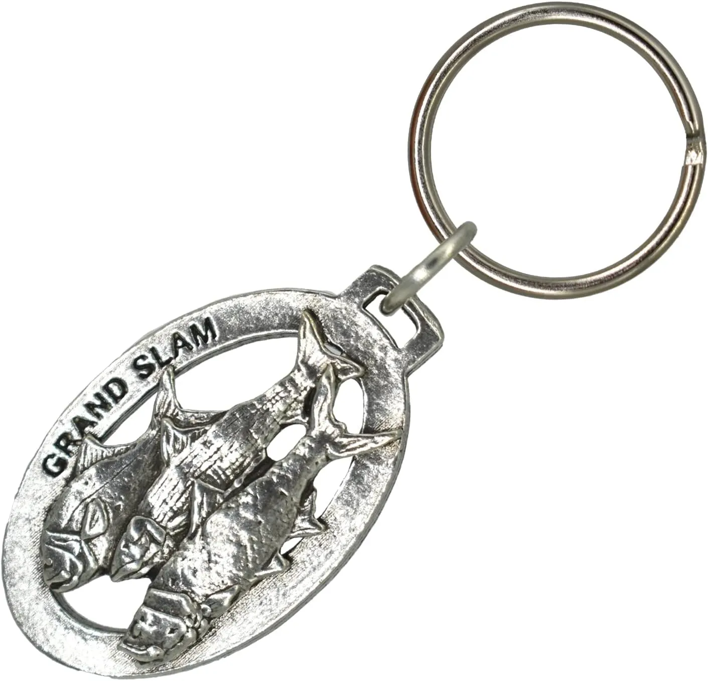 Grand Slam Fish Keychain, Pewter, S035KC, 2”, Bonefish, Tarpon, Permit, 100% Handmade in the USA, Florida Keychain, Bonefish Key Chain, Tarpon Keychain, Permit Key Ring, Fishing Gift, 200 Fish