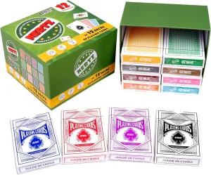GSE Games & Sports Expert 12-Deck Nertz Card Game, Standard Playing Cards Bulk with 12 Unique Colors, Multiplayer Solitaire Cards Compatible with Poker, Blackjack, Rummy, Go Fish, Bridge