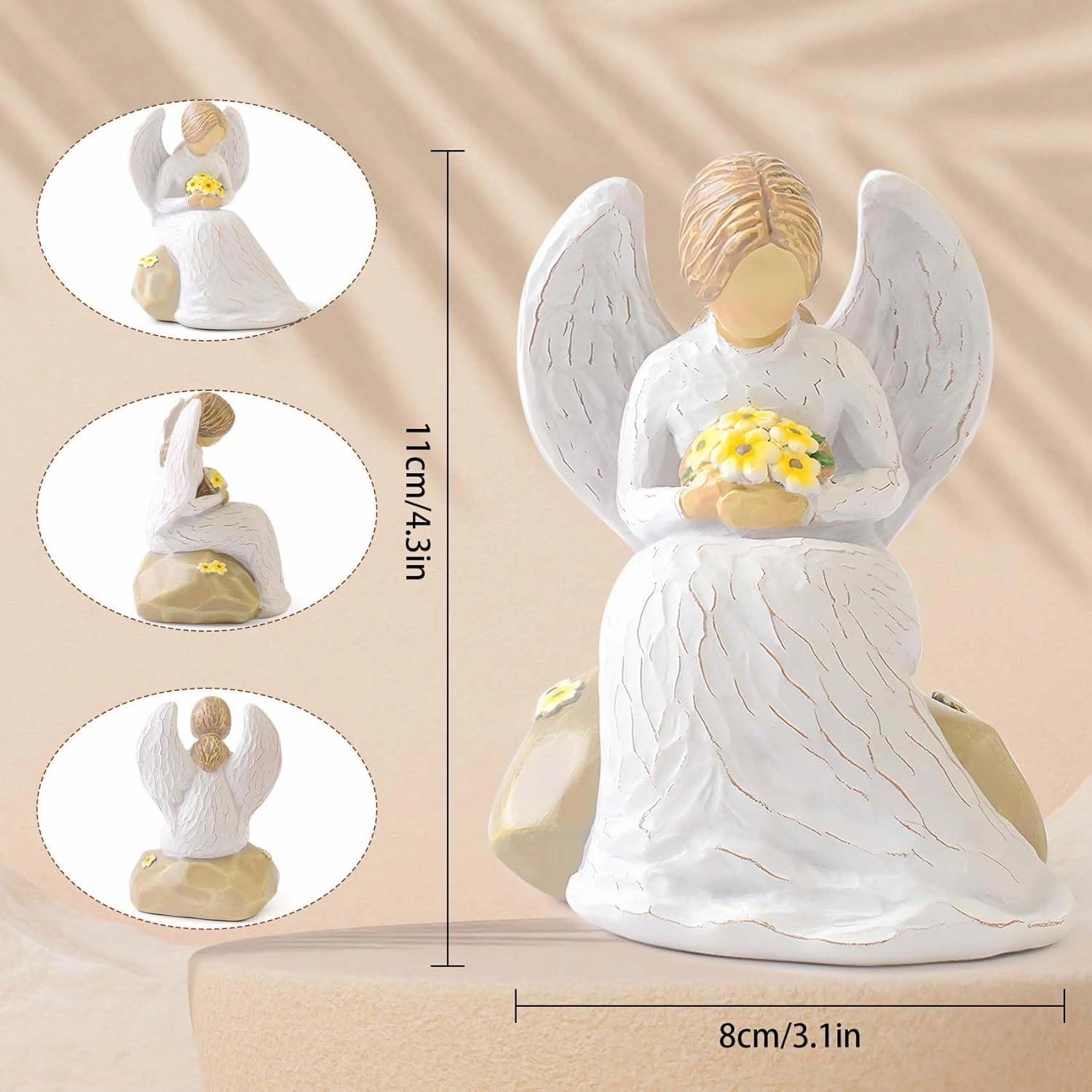 Guardian Angel Statues and Figurines, Praying Angel Figurines for Women, Resin Angeles Decorativos Hand-Painted Collectible Sculpture, Ornaments Mom Birthday Gifts