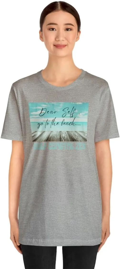 Gulf Coastal Zen Forgotten Coast Dear Self Beach Dock Ocean Beach Adult Short Sleeve T- Shirt