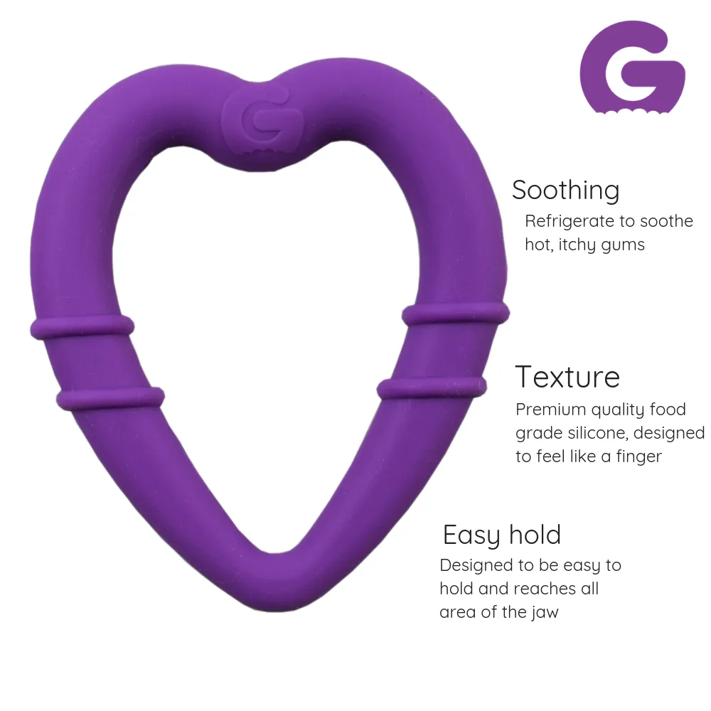 Gummee Heart Shaped Silicone Teething Ring Grey