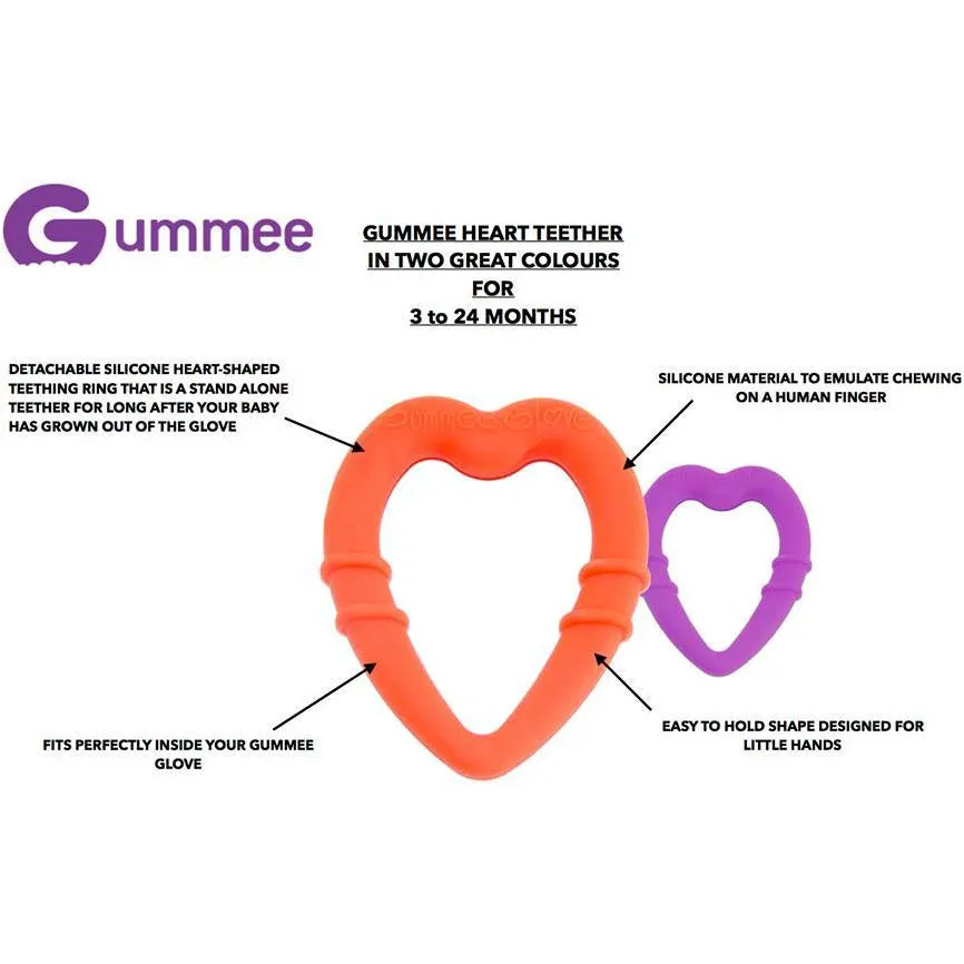 Gummee Heart Shaped Silicone Teething Ring Red