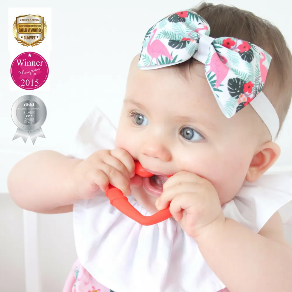 Gummee Heart Shaped Silicone Teething Ring Red