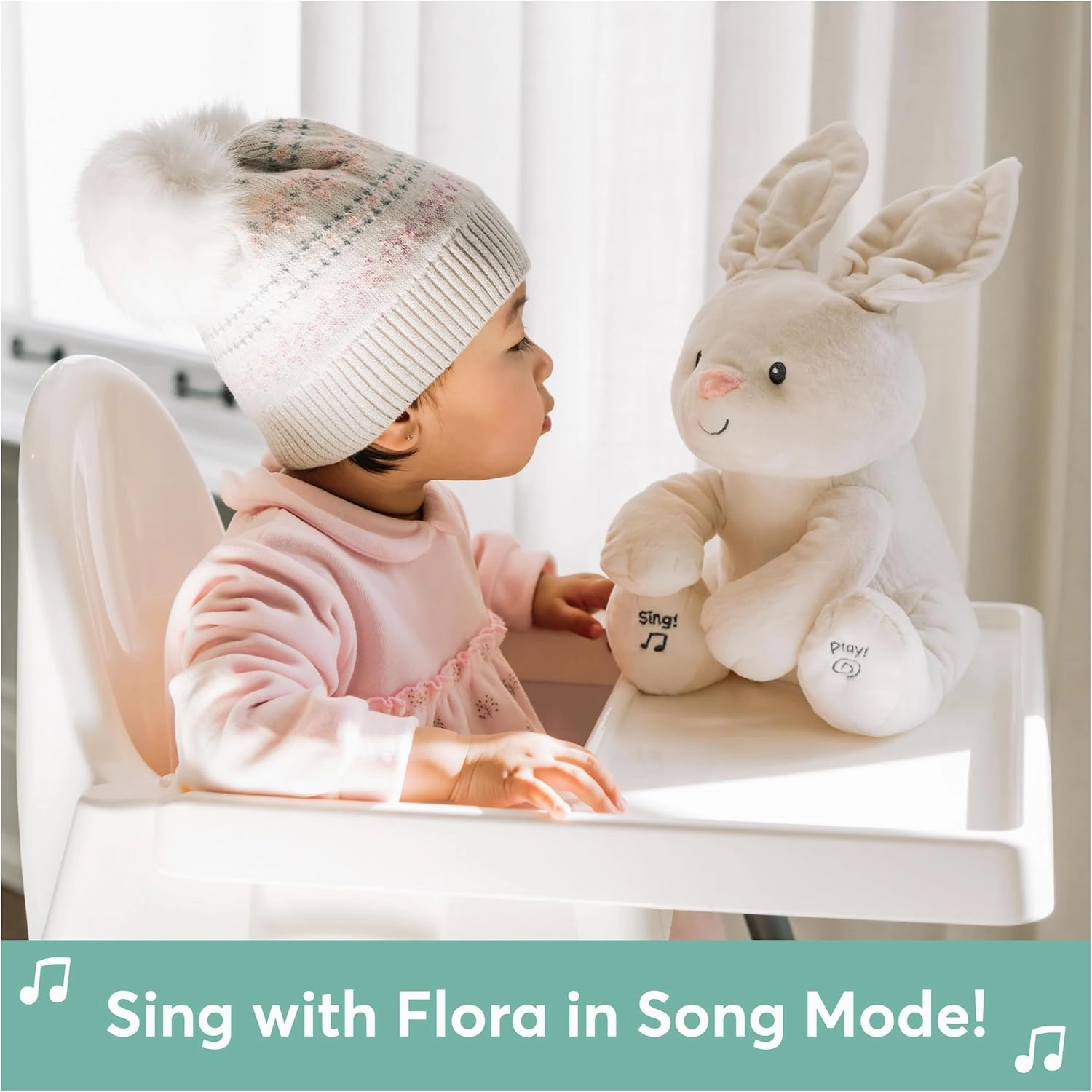 GUND Baby Flora The Bunny Animated Plush, Singing Stuffed Animal Toy for Ages 0 and Up, Cream, 12" (Styles May Vary)