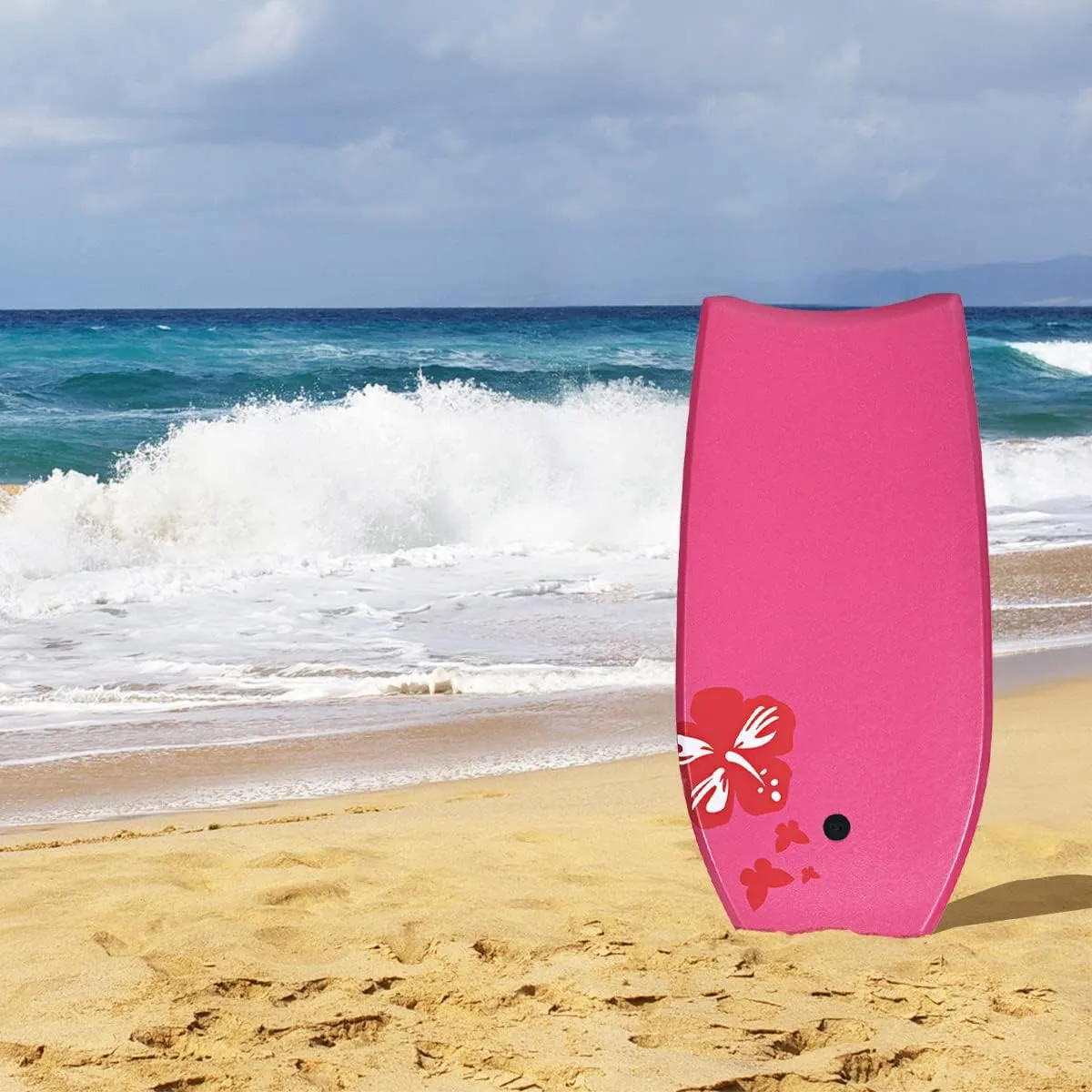 GYMAX Boogie Boards for Beach, 33"/37"/41" Body Board with EPS Foam Core, Crescent Tail, Dual Channel & Wrist Leash, Lightweight Bodyboard for Kids, Youth, Adults