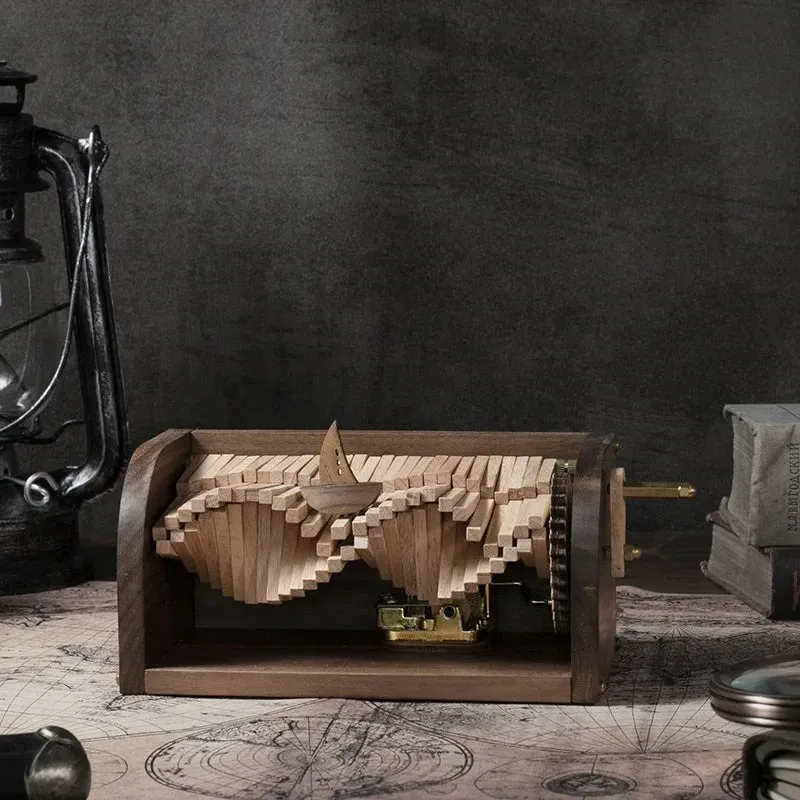 Handcrafted Waives Inspired Wooden Music Box – Chasing the Waves' Melody, Gift-Ready with Elegant Packaging – A Perfect Modern Festival Gift