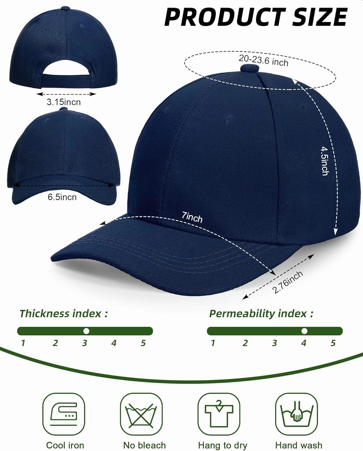Handepo 24 Pcs Blank Baseball Cap Adjustable Back Strap Plain Blank Camouflage Hat Unisex Baseball Cap for Trucker Men Women