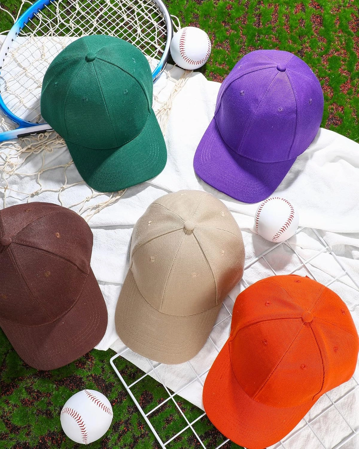 Handepo 24 Pcs Blank Baseball Cap Adjustable Back Strap Plain Blank Camouflage Hat Unisex Baseball Cap for Trucker Men Women