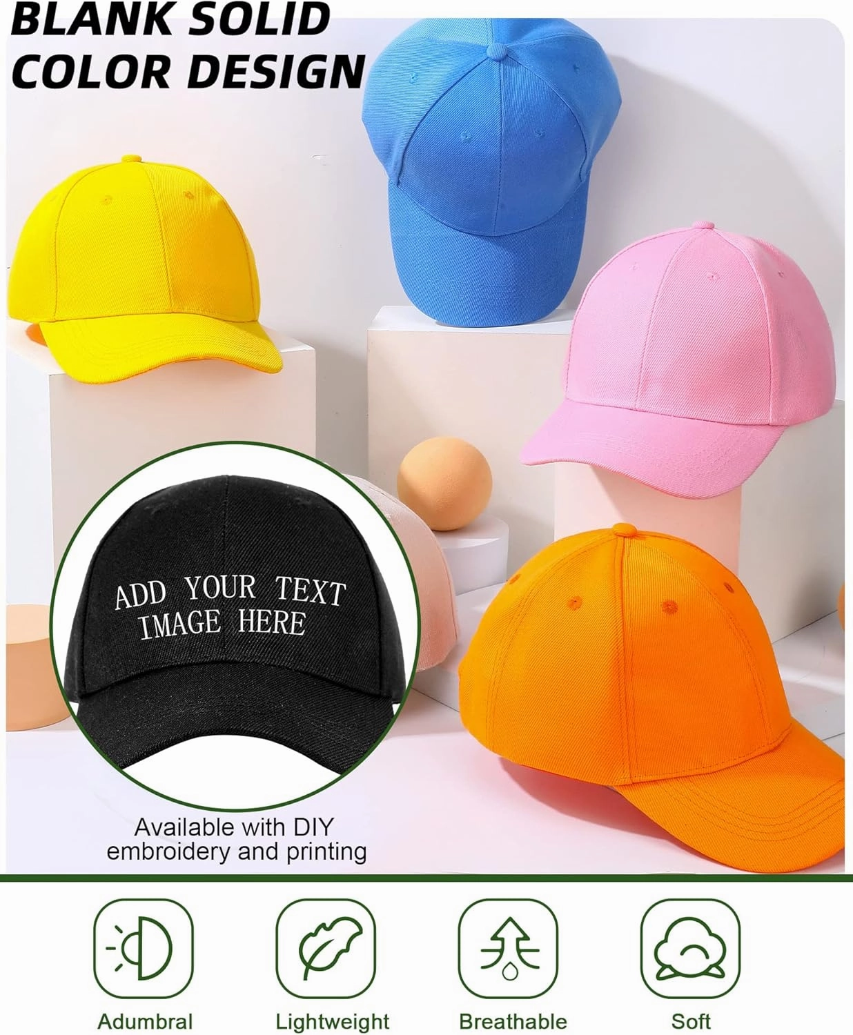 Handepo 24 Pcs Blank Baseball Cap Adjustable Back Strap Plain Blank Camouflage Hat Unisex Baseball Cap for Trucker Men Women