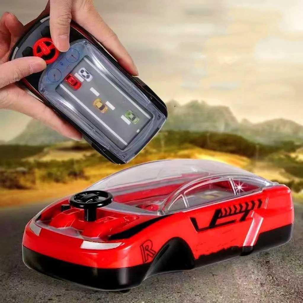 Handheld Car Game, Handheld Racing Car Game, Portable Dual Player Race Game for Kids,Held Racing Car Game Machine with Music and Lights (black-2pc)