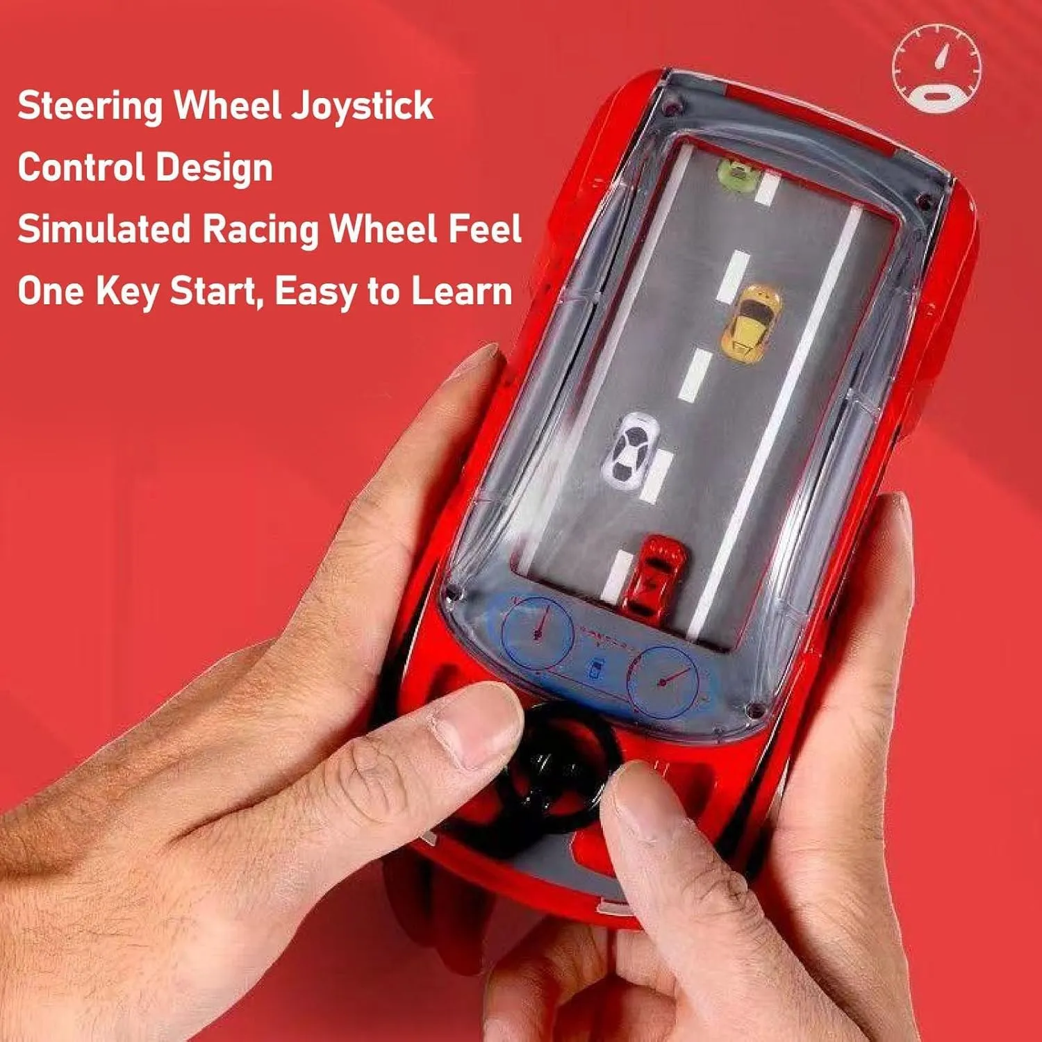 Handheld Car Game, Handheld Racing Car Game, Portable Dual Player Race Game for Kids,Held Racing Car Game Machine with Music and Lights (black-2pc)