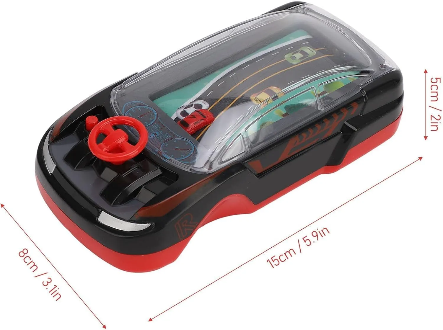 Handheld Car Game, Handheld Racing Car Game, Portable Dual Player Race Game for Kids,Held Racing Car Game Machine with Music and Lights (black-2pc)