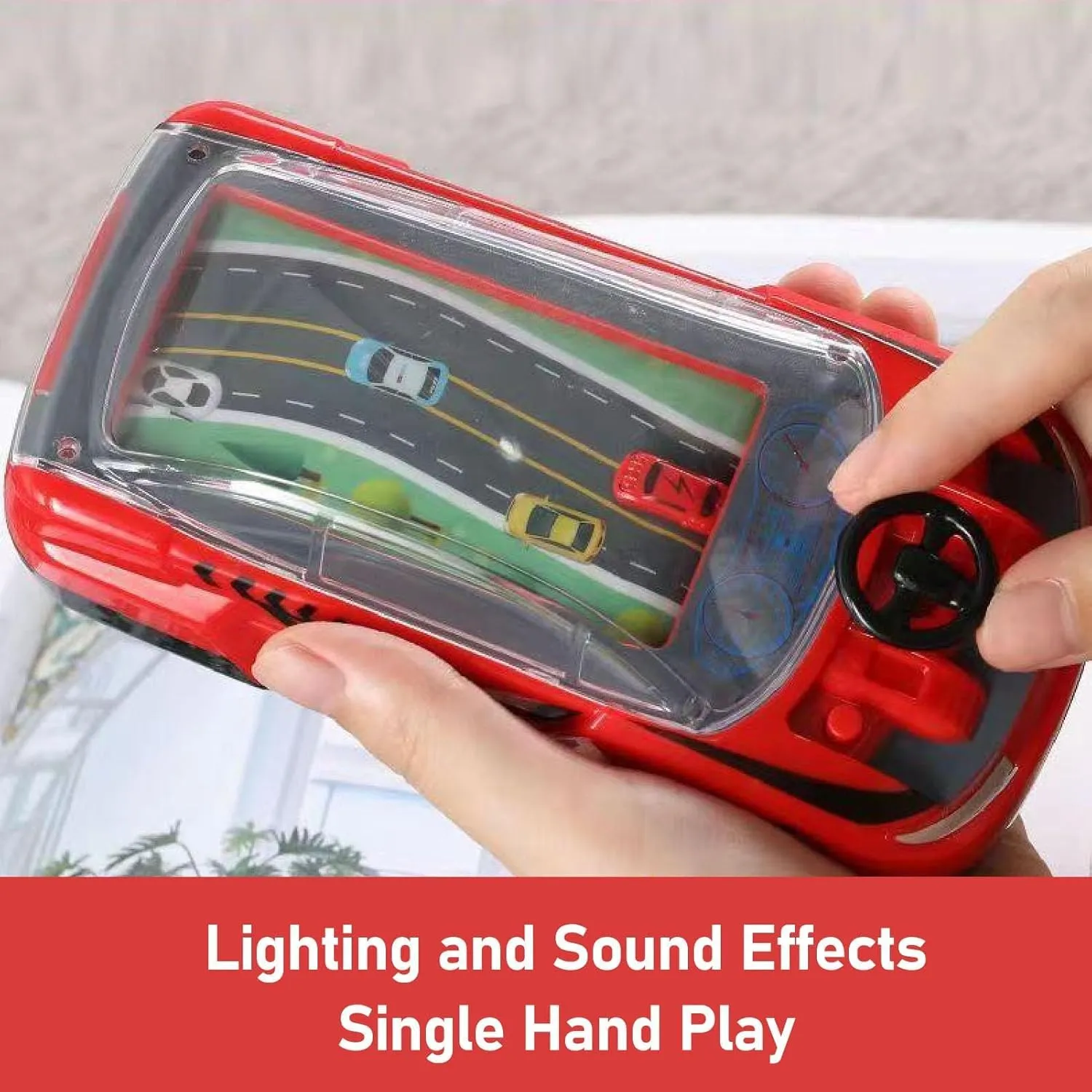 Handheld Car Game, Handheld Racing Car Game, Portable Dual Player Race Game for Kids,Held Racing Car Game Machine with Music and Lights (black-2pc)