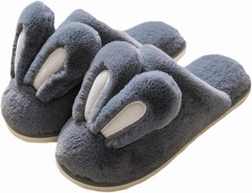 HANDKEI Women's Cute Rabbit Ears Winter Plush Non-Slip Fluffy Slippers - Men's Indoor House Warm Slippers