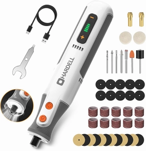 HARDELL 8V Cordless Rotary Tool Kit, 5 Variable Speed, 42 Accessories, 28000RPM, Power Tool for Sanding, Polishing, Engraving, Grinding, Drilling, DIY Crafts