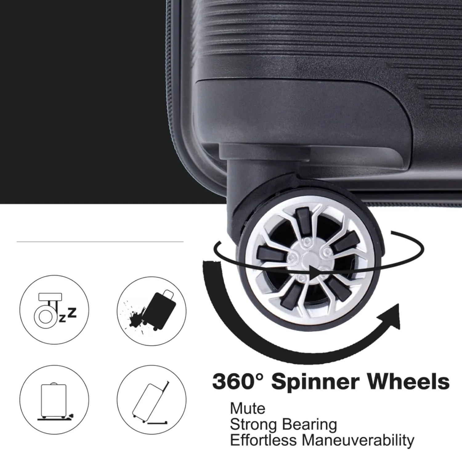 Hardshell Suitcase Double Spinner Wheels PP Luggage Sets Lightweight Durable Suitcase with Lock,3-Piece Set (20/24/28) (Black   Polypropylene)