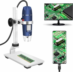 HD 2MP USB Digital Microscope 40-1000X Portable Magnification Endoscope Camera with 8 LEDs Aluminum Alloy Stable Stand for OTG Android Mac Windows 7 8 10 11 Linux Chrome
