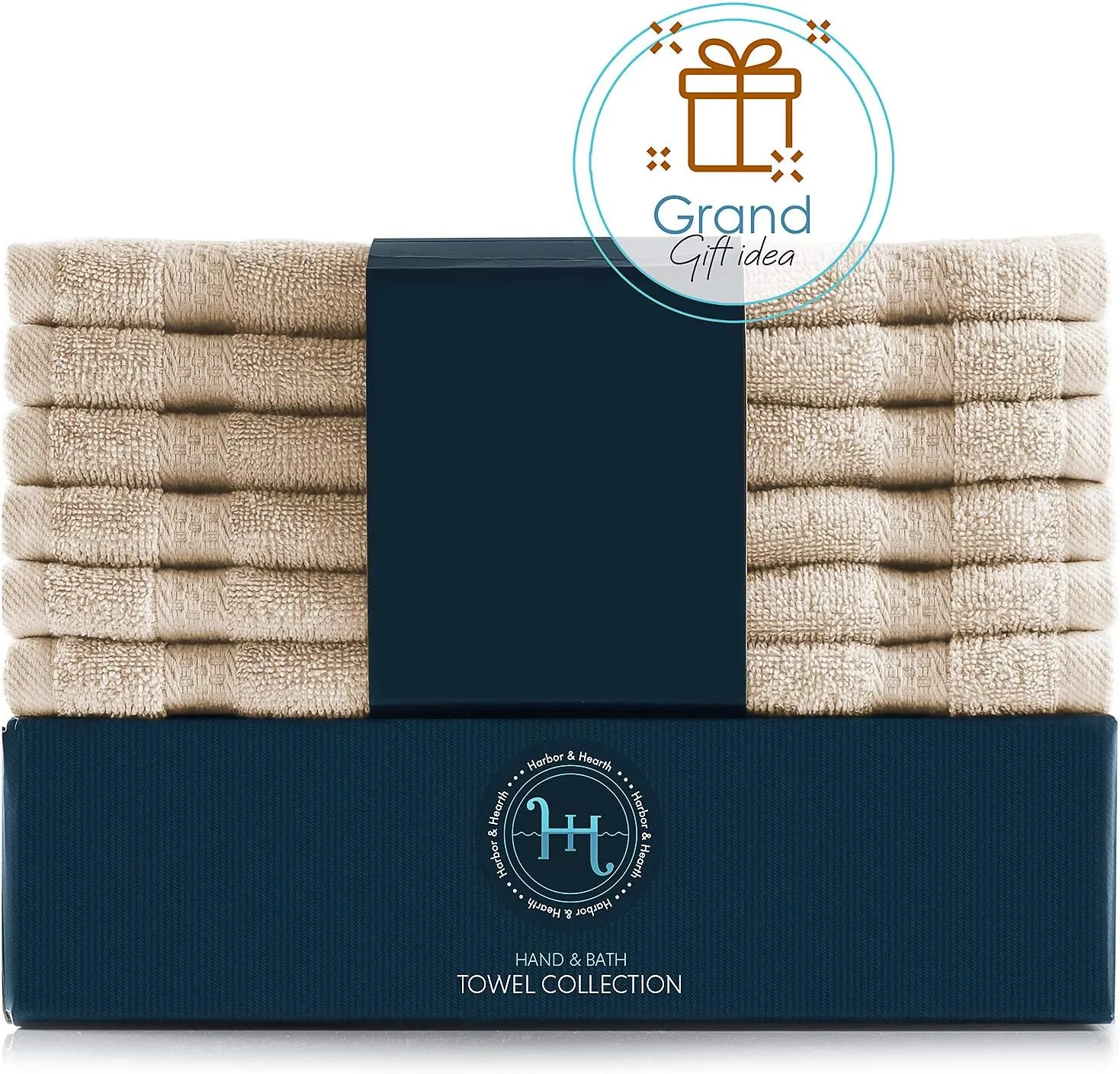 Hearth & Harbor Washcloths 12 Pack - 100% Cotton Washcloth for Body and face, High Absorbent and Soft 13"x13" Body Wash Cloth, Quick Dry - Cream Washcloths