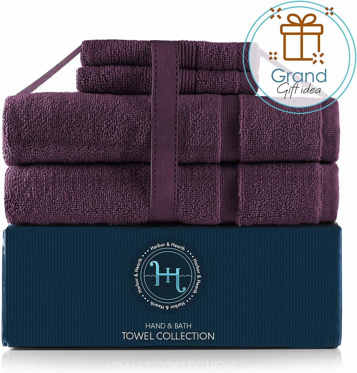 Hearth & Harbor Bath Mat Towels - 100% Ring Spun Cotton Luxury Towels - Ultra Soft & Highly Absorbent, Bathroom Towels, Floor Mat - Purple