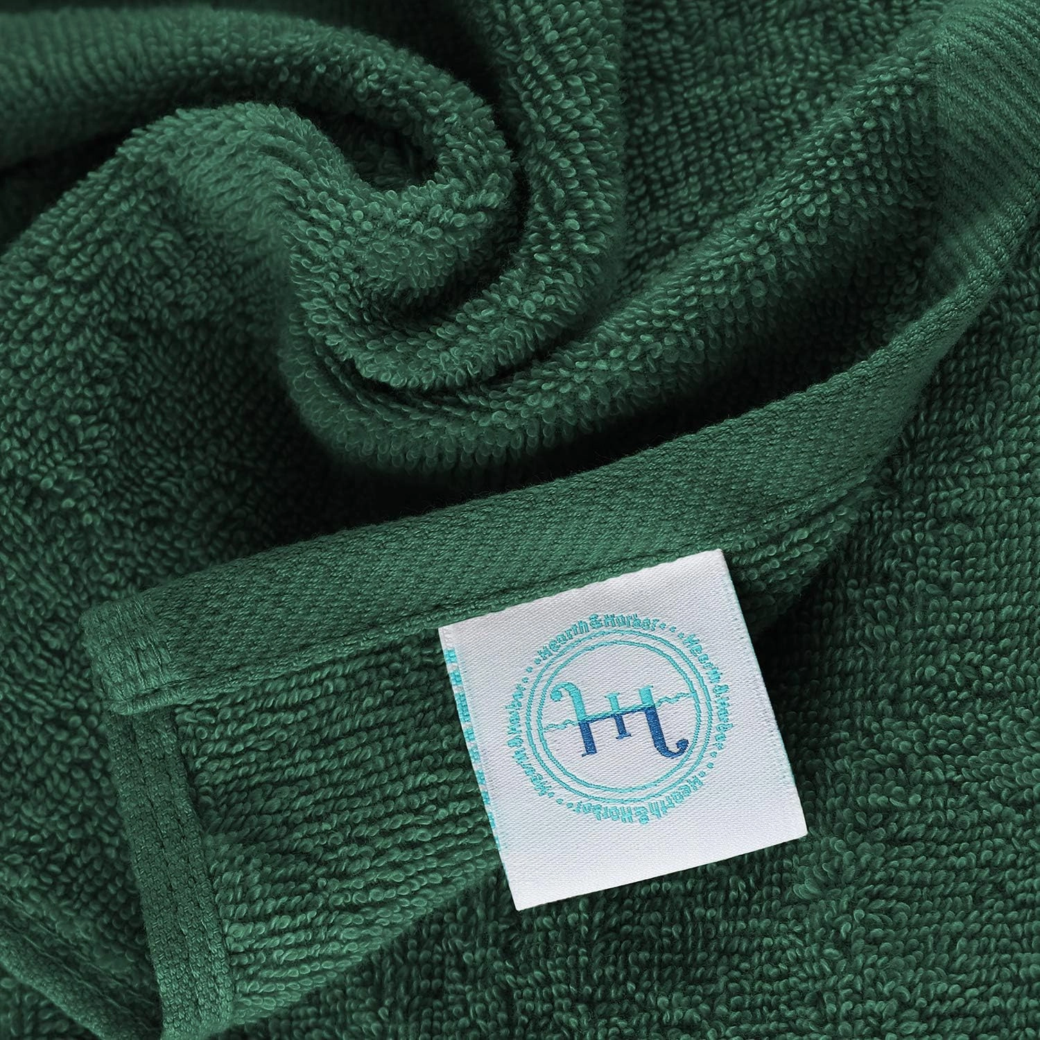 Hearth & Harbor Washcloths 12 Pack - 100% Cotton Washcloth for Body and face, High Absorbent and Soft 13"x13" Body Wash Cloth, Quick Dry - Hunter Green Washcloths