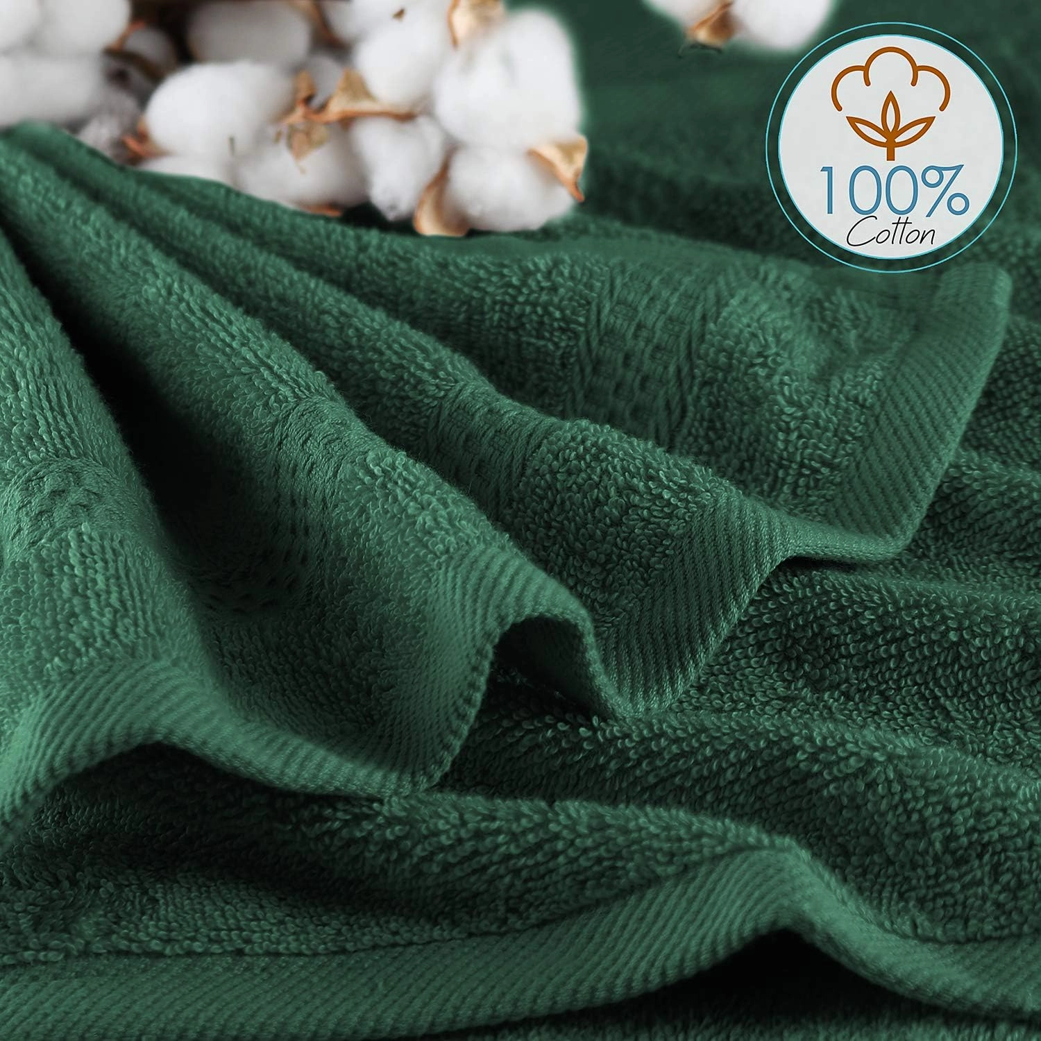 Hearth & Harbor Washcloths 12 Pack - 100% Cotton Washcloth for Body and face, High Absorbent and Soft 13"x13" Body Wash Cloth, Quick Dry - Hunter Green Washcloths